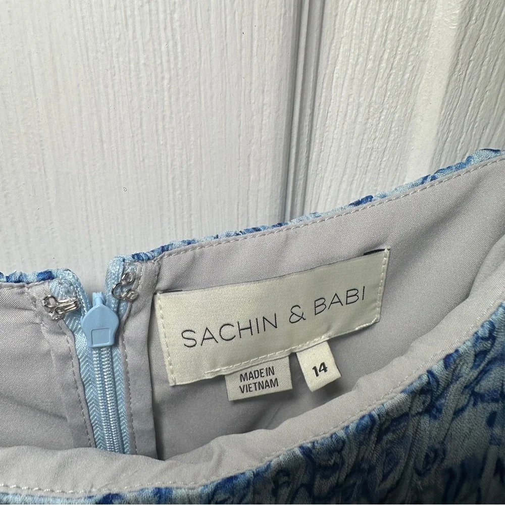 Sachin + Babi Rose Dress Dusty Blue Floral Print - Picture 6 of 10